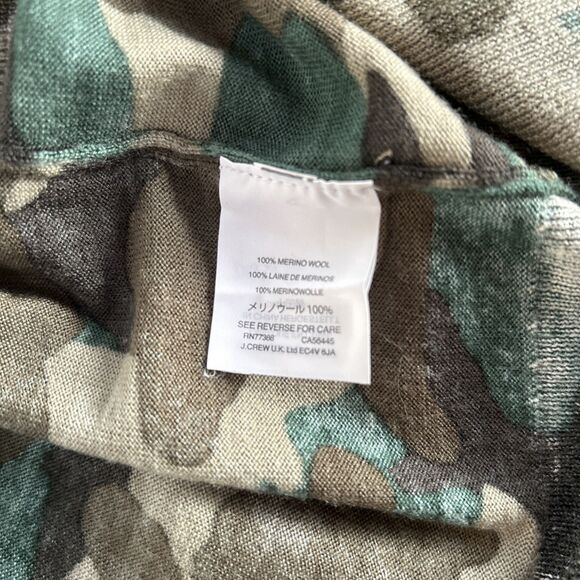 J.Crew Women’s 100% Merino Wool Crew Neck Sweater In Green/Brown Camo Size: XL - Picture 5 of 6